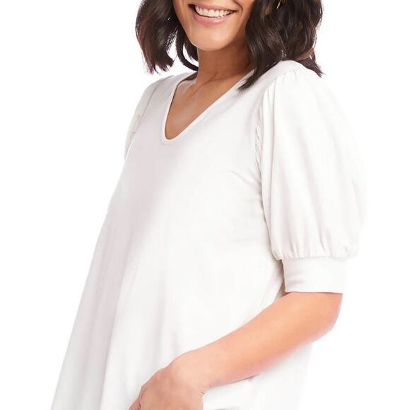 Karen Kane Women's Light Blue Puff Sleeve Scoop Neck Blouse Size Large 🦋💙 - Picture 12 of 12